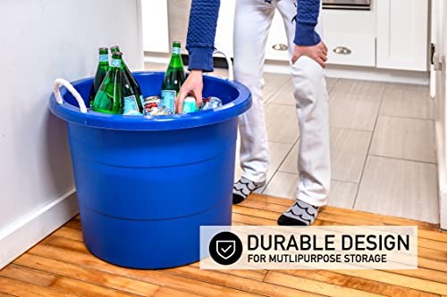  19 Gallon Rope Handle Tub, Heavy-Duty Organization and 2-Pack Black Bucket