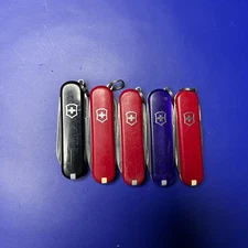 Lot of 5 Victorinox Classic Sd Swiss Army Knives - Multi colors and Logos