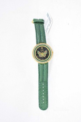 Damenuhr Kadett grünes Armband, Schmetterlingszifferblatt