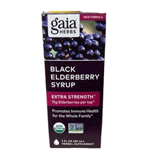 Gaia Herbs Black Elderberry Syrup Extra Strength 3oz BB 11/2029