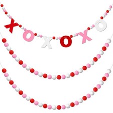 3 Pieces Valentine's Day Garland Felt Ball Garland, 10ft Pompom Valentines De...