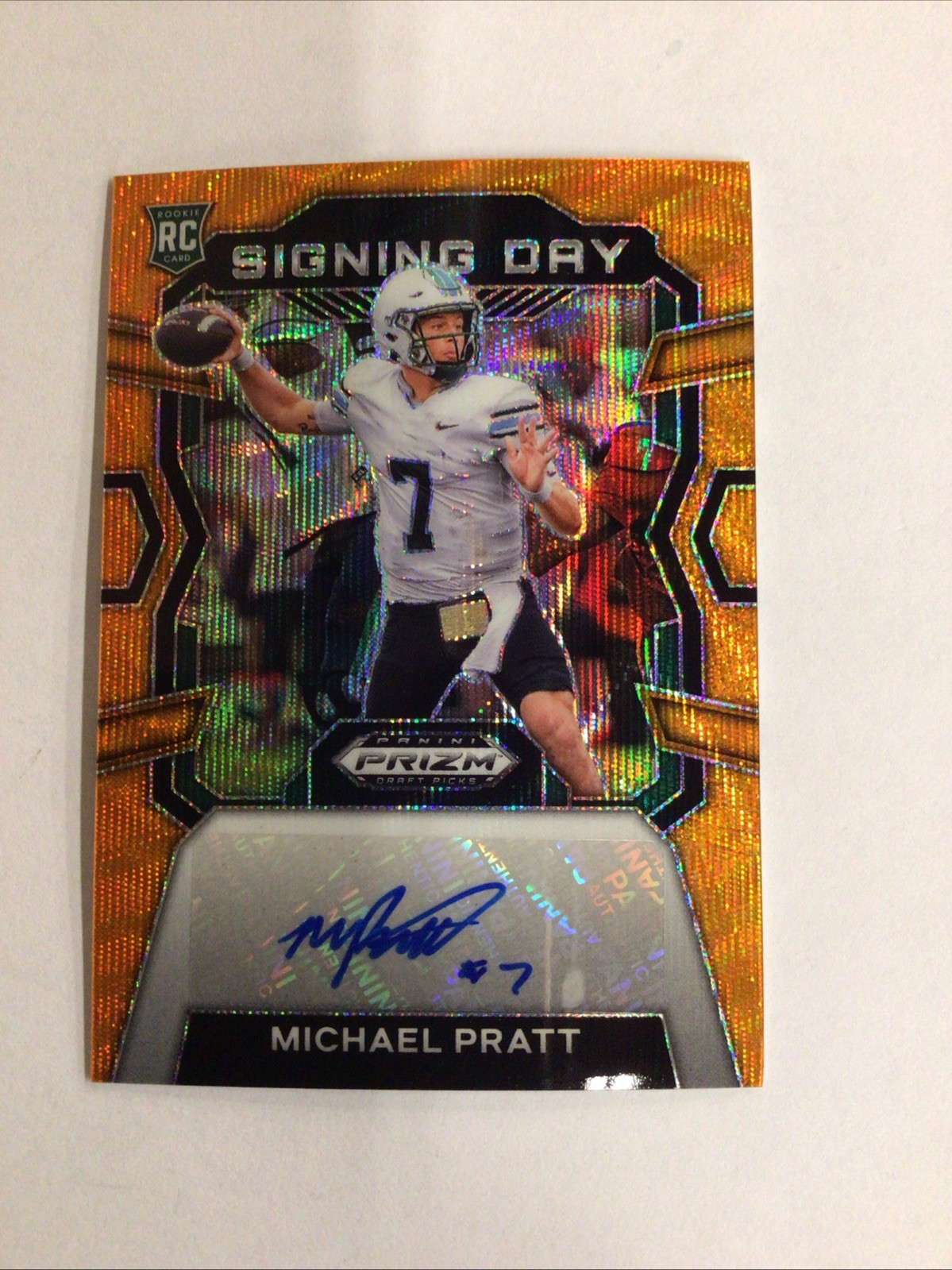 Michael Pratt Panini Prizm Draft Picks Signing Day #SDMPT Orange Pulsar
