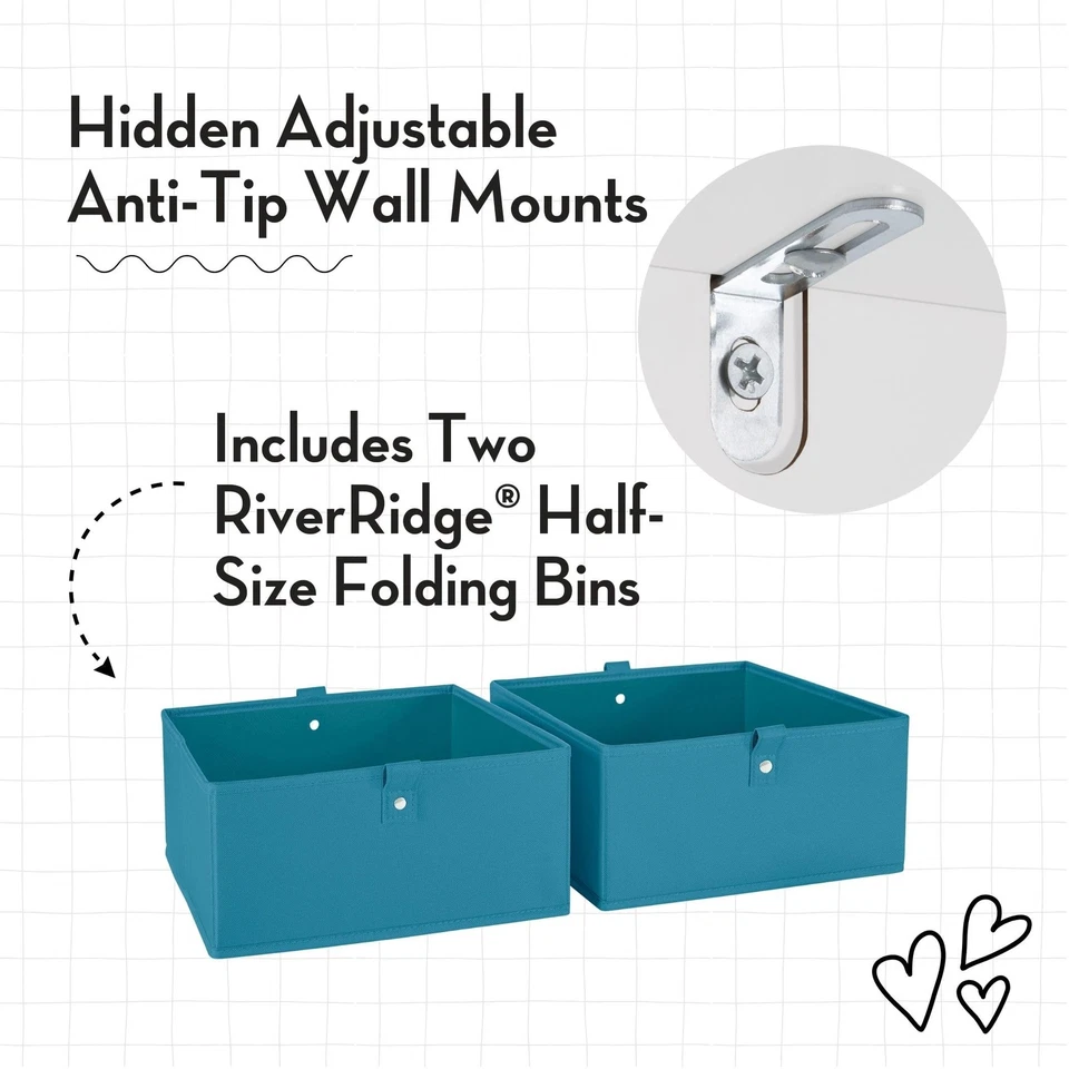 Kids Toy Storage Organizer Bench with 5 Cubby Spots, 2 Turquoise Fabric Bins ... Foto 3 de 4