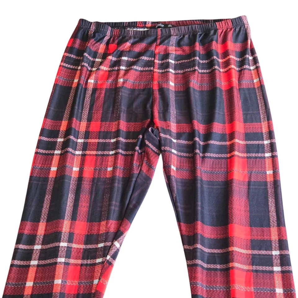 Leggings Lily By Firmiana Dark Academia Talla Grande 1XL Mujer Cuadros Rojo Negro Otoño Foto 3 de 4