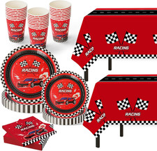102 PCS Racing Car Tableware Sets,Race Car Birthday Party Supplies,Disposable Ra