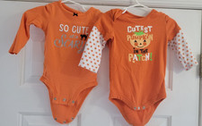 Carters Baby First Halloween Long Sleeve Size 12 Months Cute Pumpkin Lot Pair