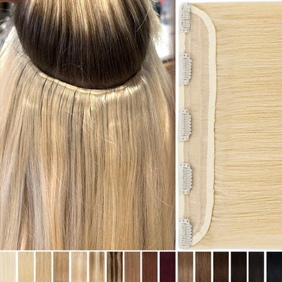CLEARANCE 1PCS THICK Clip in 100% Remy Human Hair Extensions Full Head One Piece