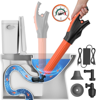 #ad Electric toilet plungerToilet Auger W Pressure Gauge Electric Drain Snake $56.71