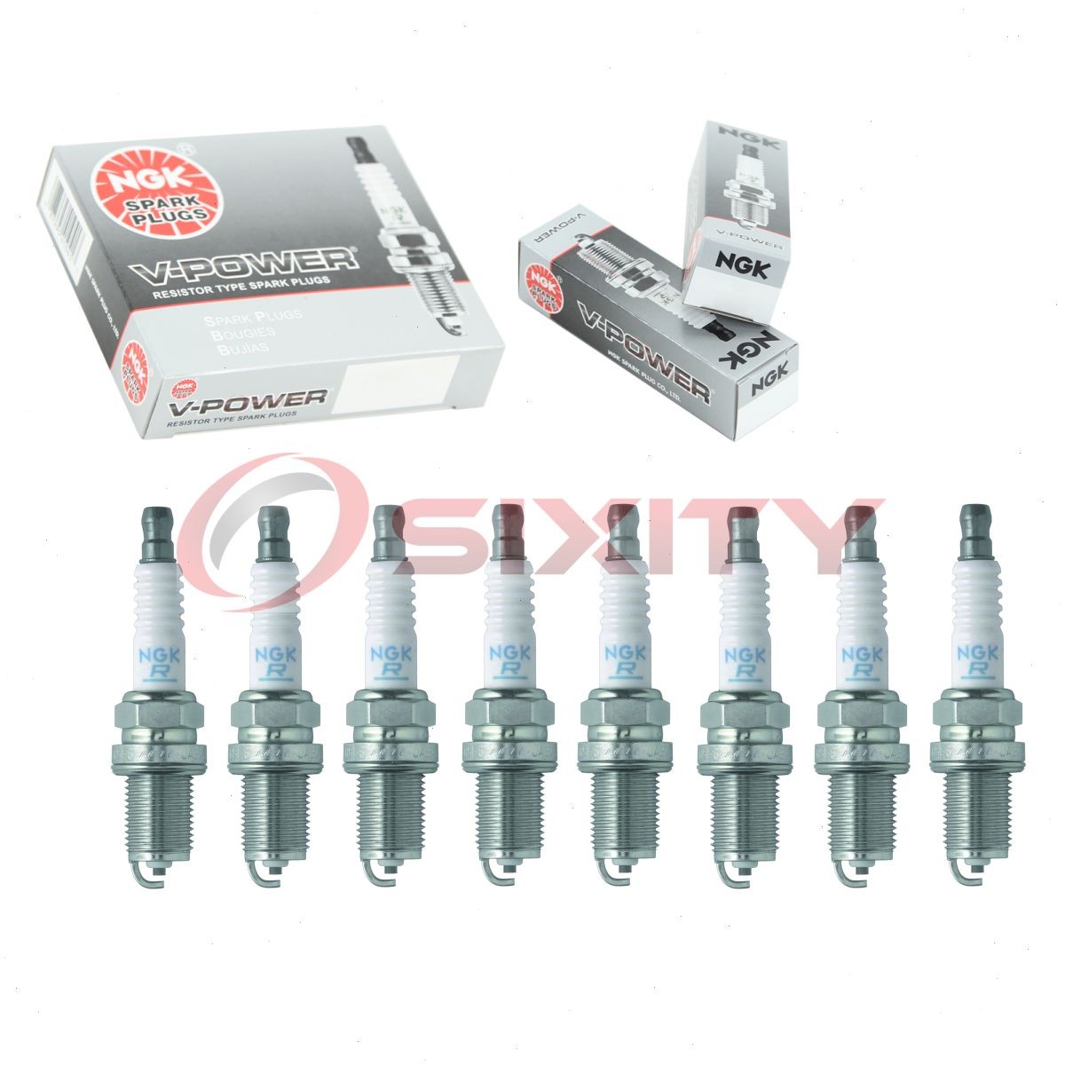 8 pc NGK 7373 FR5 V-Power Spark Plugs for SP445 SP406 FRDCX FR7DC FR6DCX uc