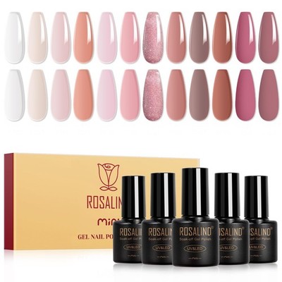 UV Nagellack Set 12 Farben Jelly Gel Nagellack Transparent Nude Rosa Soak Off UV