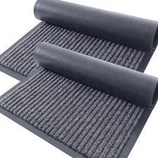 2 Pack Striped Door Floor Mat Indoor Outdoor Rug Entryway with Rubber Backing US