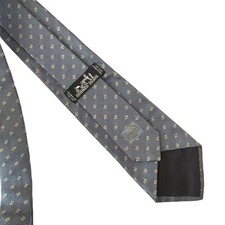 HERMES 100 Silk Tie Navy with Small Floral Pattern