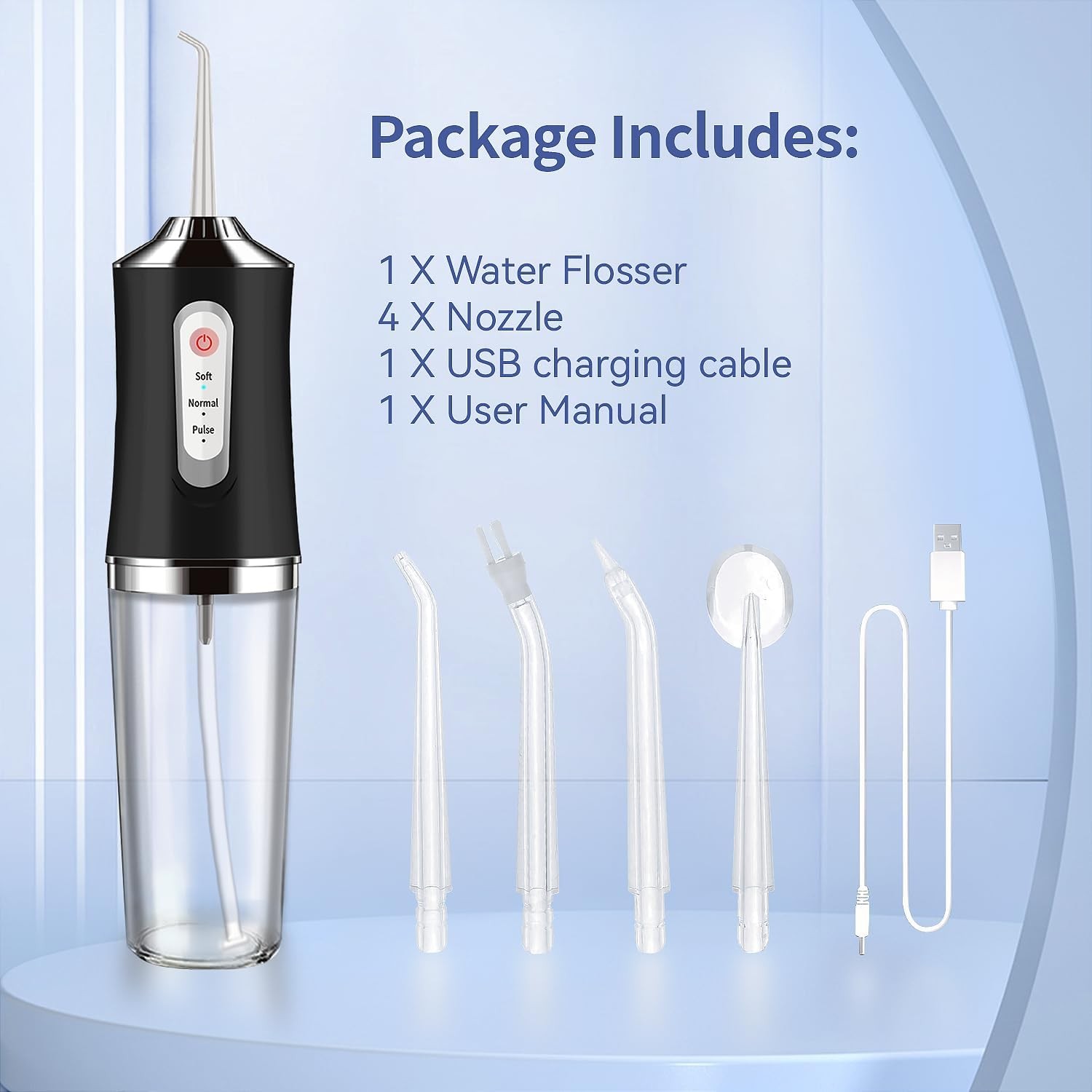 Water-Flosser-Cordless-Teeth-Cleaner Water Dental Flosser with 3 Modes 4 Jets Re