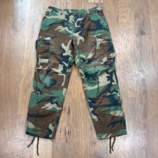 US Military Pants Mens M Green Woodland Camo Ripstop Hot Weather Cargo Pockets