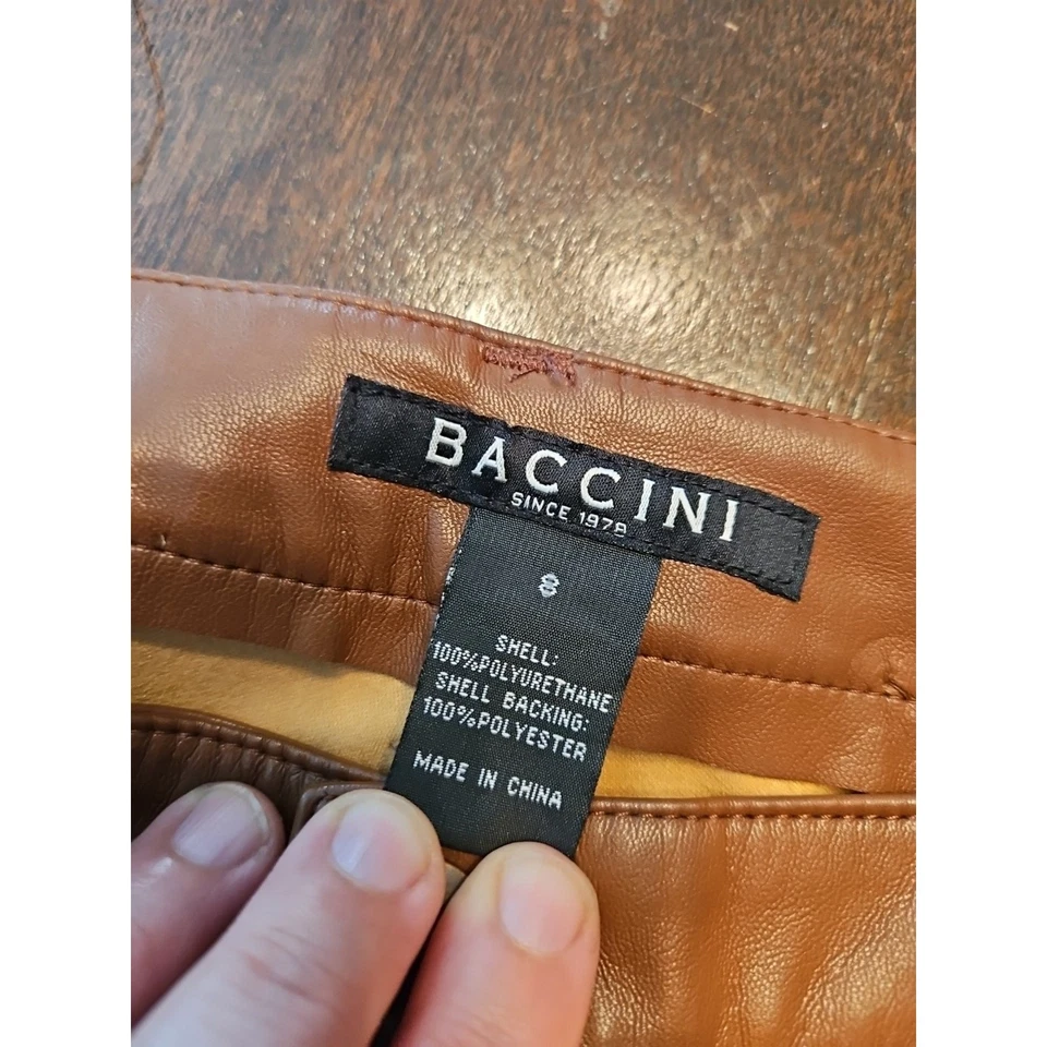BACCINI NYC коричневый искусственного женщин размер 8 кожаные брюки новый с Ярлыками - Изображение 2 из 4