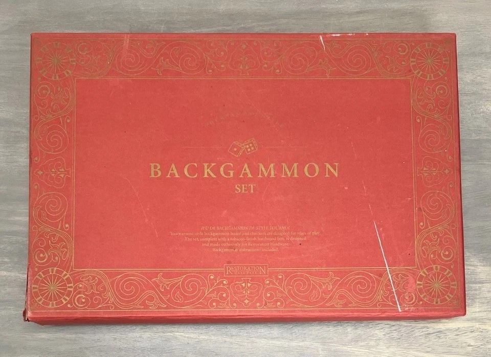 Restoration Hardware's Tournament Backgammon Set Box Rare Discontinued - Image 2 of 4