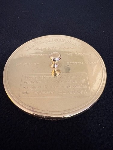 RARE Insurance Brass Paper Weight Walter S. Bucklin Insurance Brokers BOSTON, MA