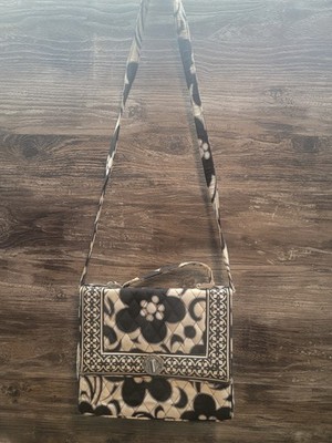 Vera Bradley Julie Night & Day Turn Lock Satchel Quilted Shoulder Bag Black Wht