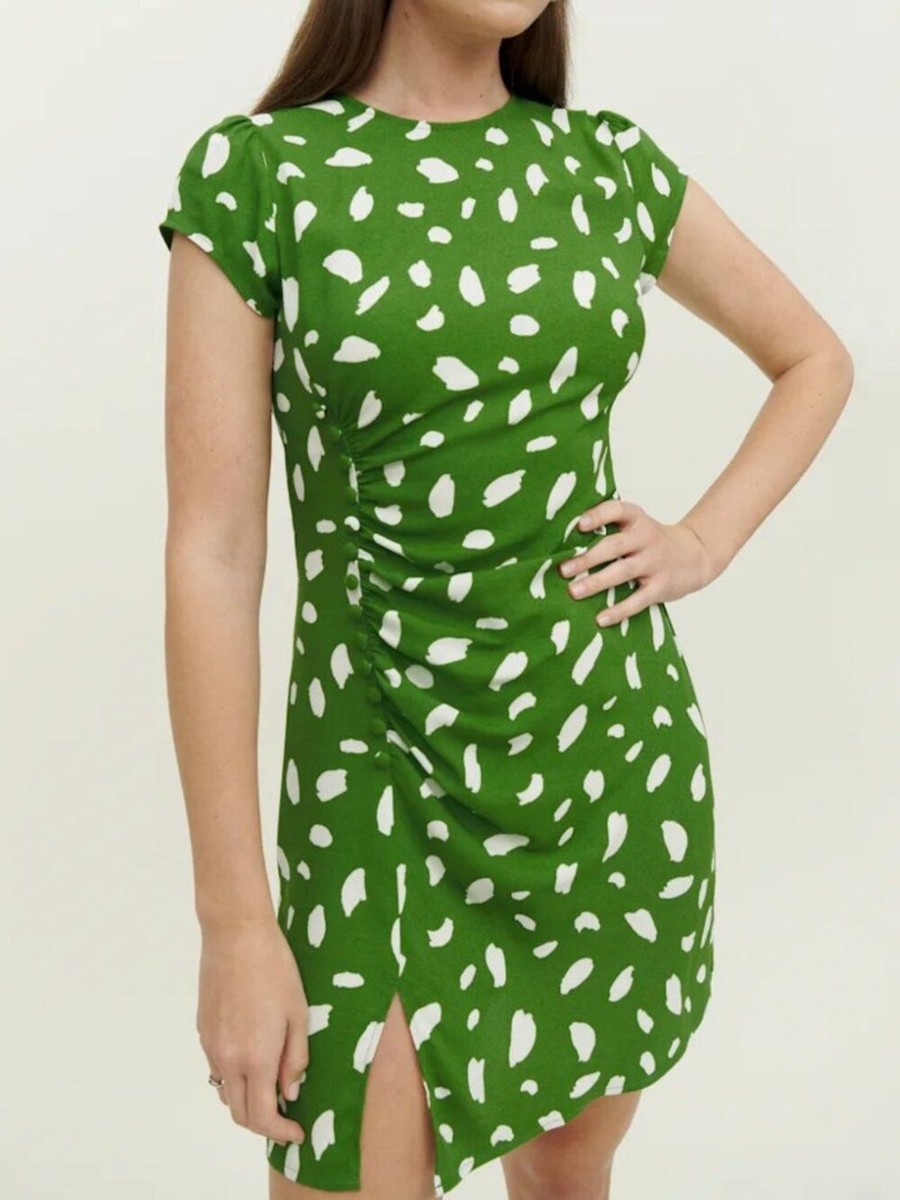 Reformation Remi Green & White Print Selina Mini Dress | eBay