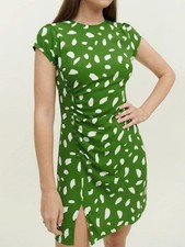 Reformation Remi Green White Print Selina Mini Dress