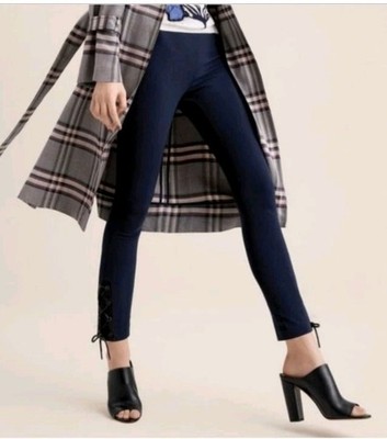 Rag & Bone Simone Lace Up Hem Navy Cropped Pants 6
