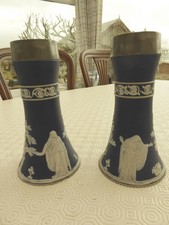 Rare Adams fluted Blue and White Porclain Spill Vases