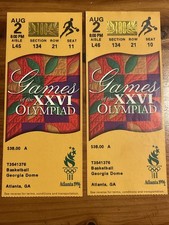 (2) 1996 ATLANTA OLYMPICS BASKETBALL DREAM TEAM 2 USA VS LITHUANIA TICKET STUBS