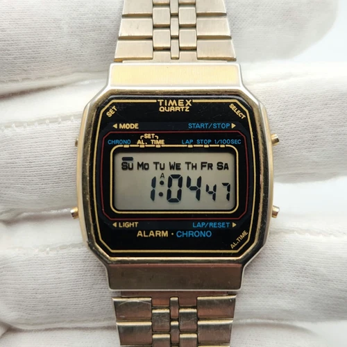 Timex Men's Vintage Gold Tone Digital Quartz Watch