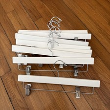 Wooden Pants Hangers Skirt Solid Lotus Wood Jeans Bottom Hanger with Clip 20 Pcs