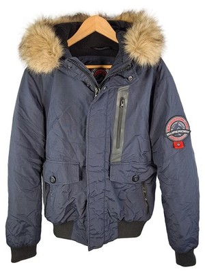 Superdry Herren Winterjacke Parka Blau Gr. 50 L Kapuze Outdoor