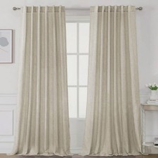 H VERSAILTEX Linen Curtain Panels 52 x 98 Beige Curtains Farmhouse Classic NEW