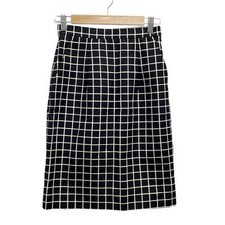 PRADA Knee Length Dress Black x White Check Pattern Size 36/S Women's