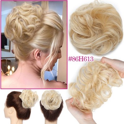 Natural Curly Messy Bun Hair Piece Scrunchie Updo Hair Extensions as Human Hair