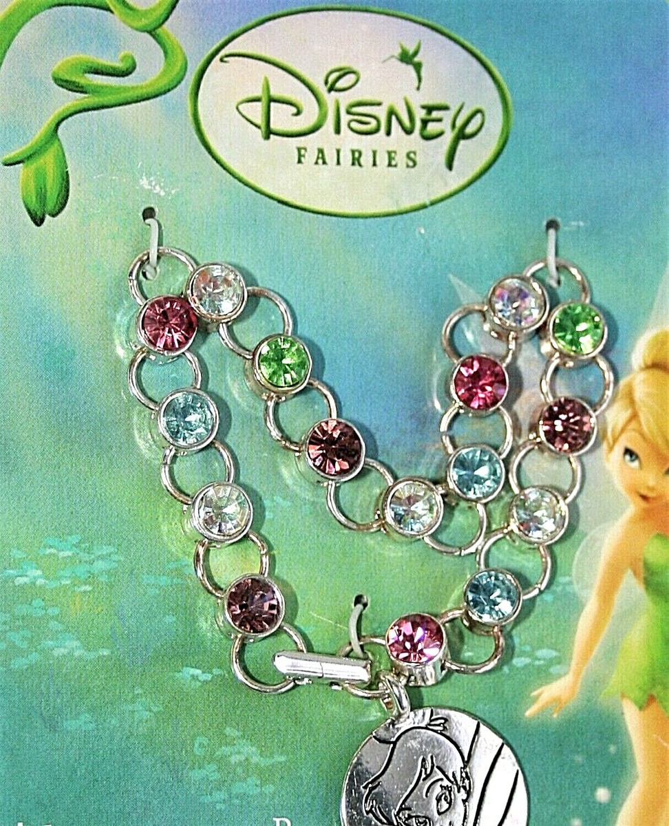 Vintage Walt Disney Tinkerbell Crystal Charm Bracelet Early 2000s