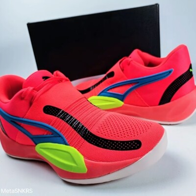 Puma US 16 Men's Orange Black Blue Yellow  Rise Nitro Basketball   377012 04 NIB