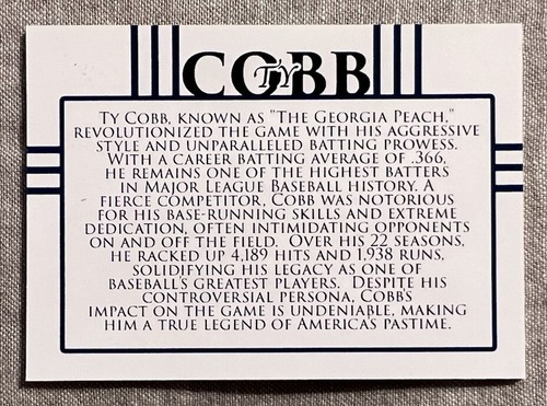 Custom Ty Cobb Detroit Tigers Jersey Patch Card Art TC16 - Picture 2 of 2