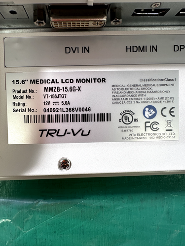 NEW-Tru Vu 15.6" Medical LCD Monitor P/N MMZB-15.6G-X Model VT-156JTG7 - Picture 3 of 7