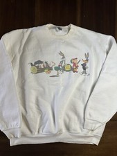 Vintage 1991 Looney Tunes Sweatshirt Sz XL Double Sided White USA