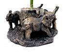 African Three Elephant Plant Holder Brown Resin Home Garden Decor In/Outdoor