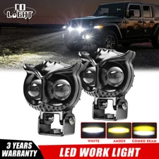 2x 3'' LED Work Light Spot Cube OWL Pods Bar Driving Fog Lamp Offroad Truck SUV