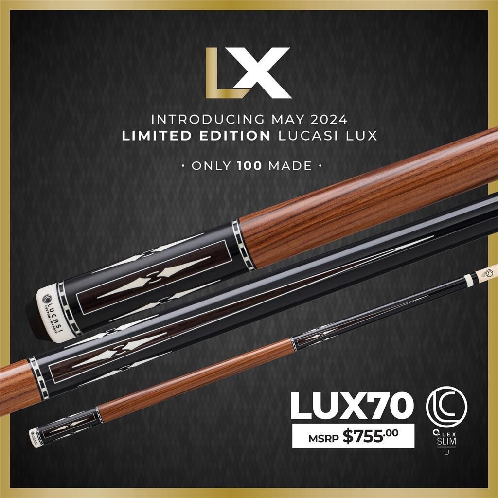LUCASI LUX 70 CUSTOM CUE UNILOC ONLY 100 MADE ROSEWOOD NEW SHIPS