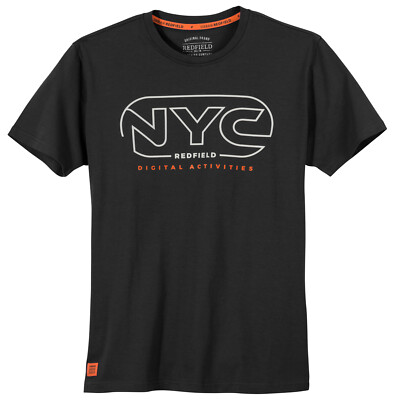 Redfield bedrucktes T-Shirt Übergröße NYC schwarz