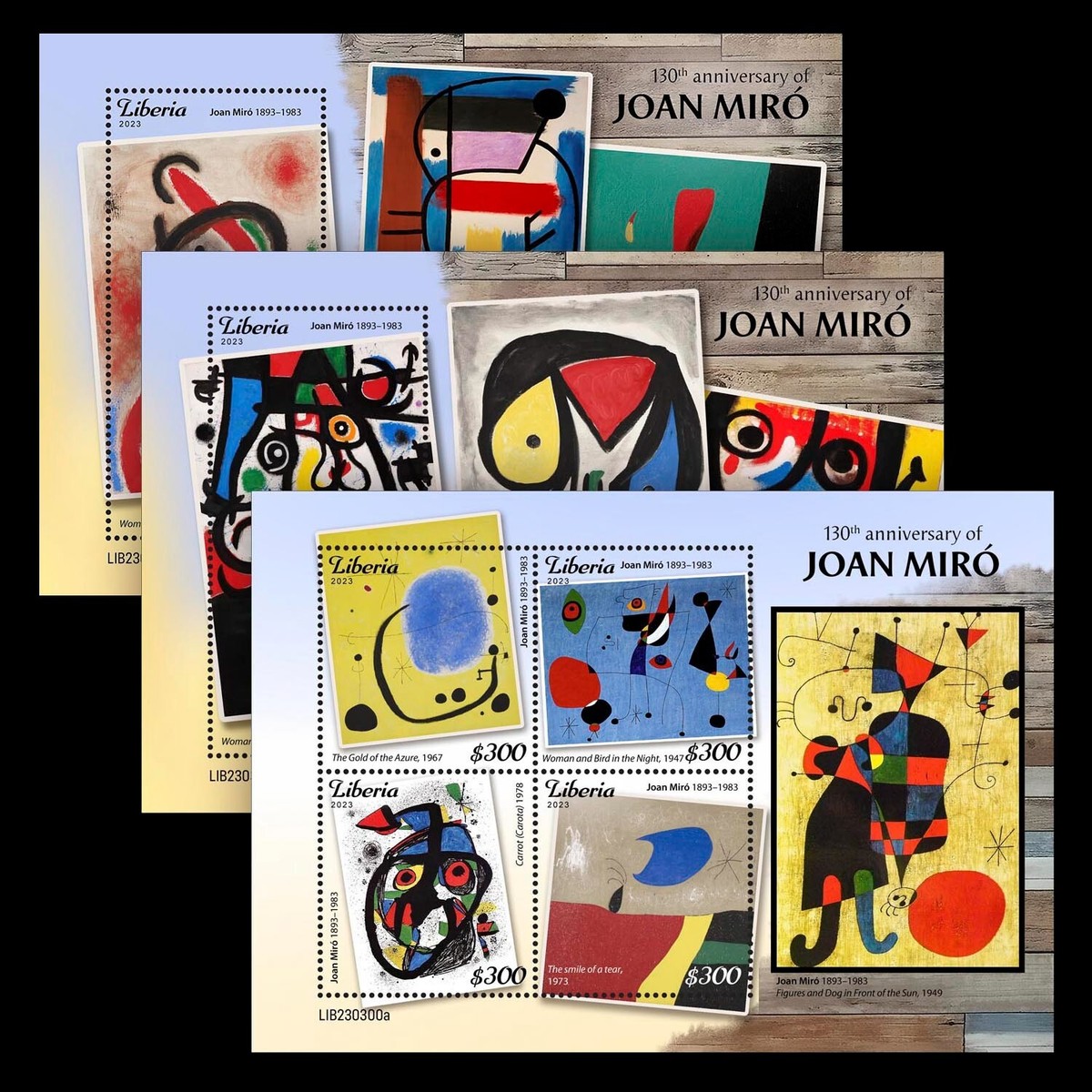 Joan Miró 130th Anniversary Paintings Art MNH Stamps 2023 Liberia