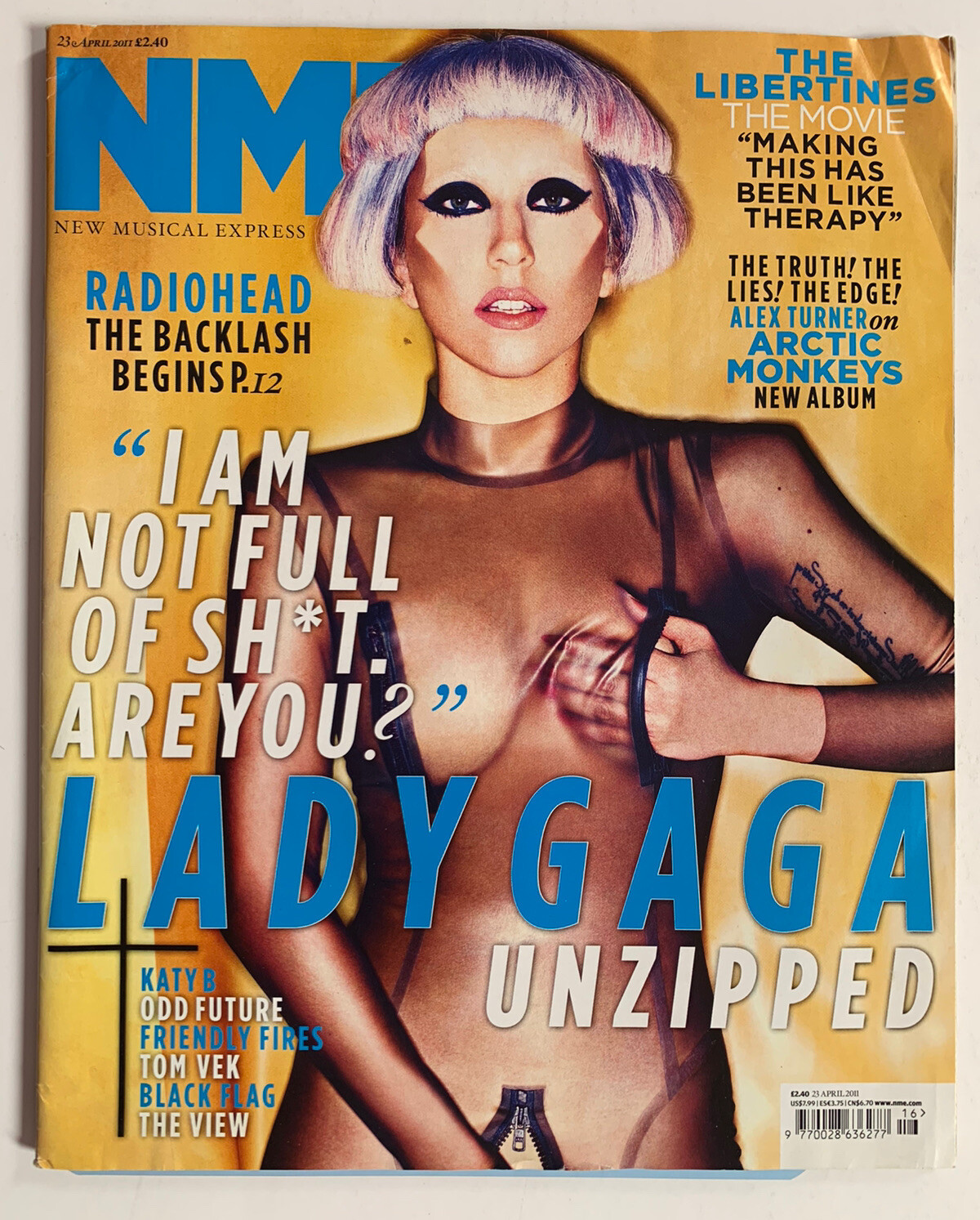 LADY GAGA UK NME MUSIC MAGAZINE APRIL 2011 & RADIOHEAD / LIBERTINES