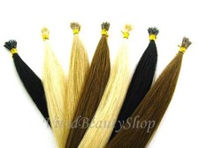 100 Stick I Glue Tip Pre Bond Shoelace Micro Ring Remy Human Hair Extension 22"