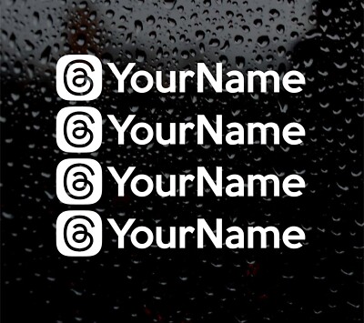 4 X FÄDEN IHR NAME INDIVIDUELL PERSONALISIERT FENSTER VINYL AUFKLEBER AUTOAUFKLEBER NEU