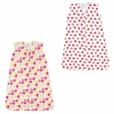 Luvable Friends Safe Sleep Wearable Cotton Sleeping Bag/Blanket, 2-Pack, Flowers
