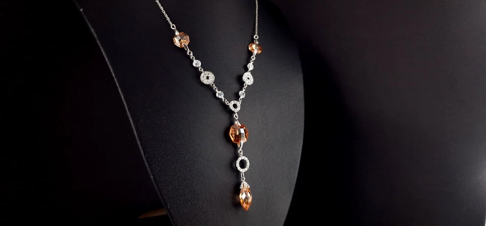 Kette 925 Silber orange Collier Zirkonia - zauberhaft & vielseitig - Bild 4 von 4