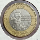 2000 Mexico Coins 20 Pesos Bimetallic Octavio Paz Foreign Currency World Money B