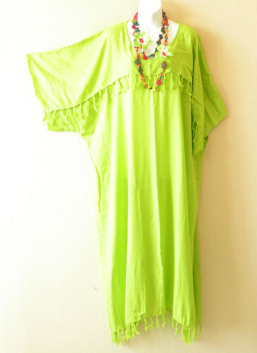 KD331 Lime Green Solid Kimono Plus Caftan Kaftan Abaya Dress - 2X, 3X, 4X & 5X  - Picture 1 of 2
